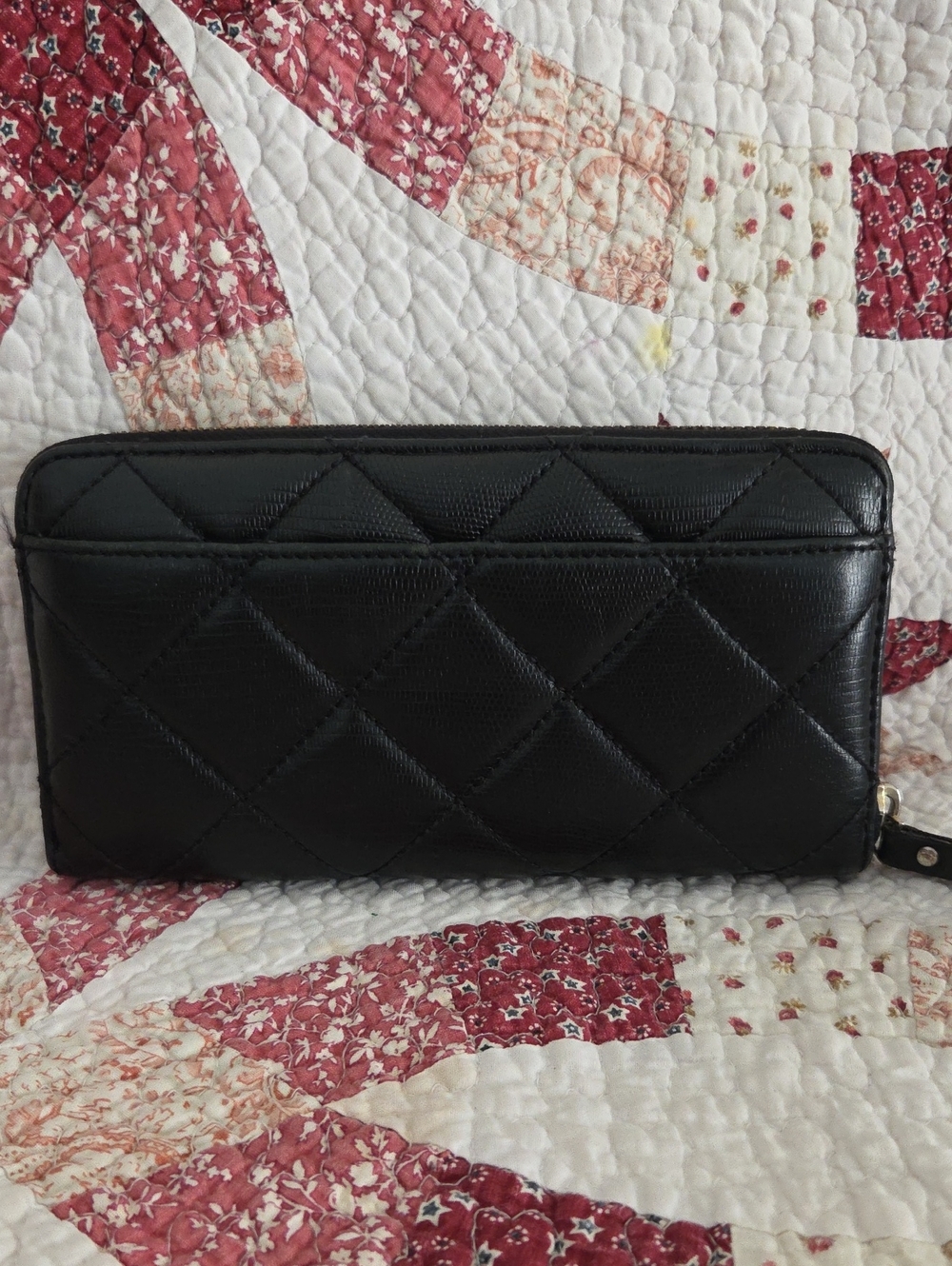 kate spade Black Quilted Zip-Around Wallet with Gold Plaque - Picture 3 of 9